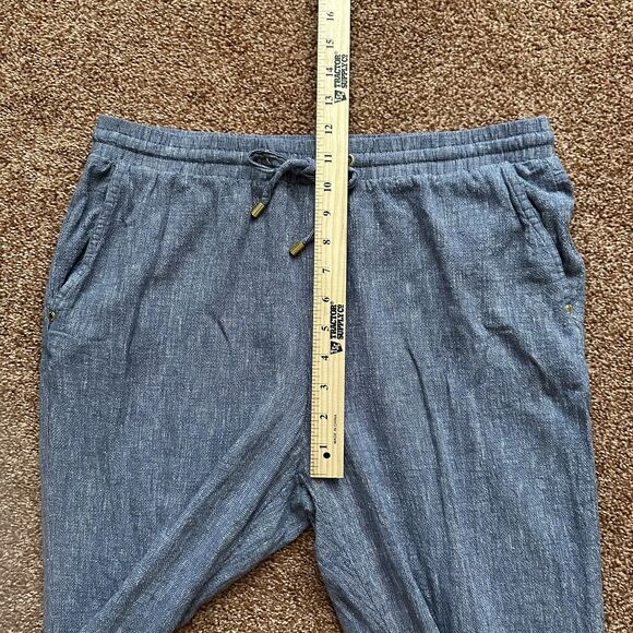 Linen Blend Ellen Tracy Pants Womens Med Blue Coastal Pull On Drawstring - Picture 6 of 8